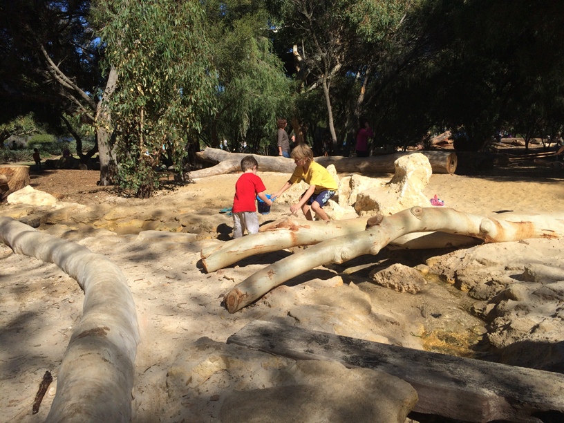 Russell Brown Adventure Park - massive nature play space with water play, log balance, tree rope swings and more! 