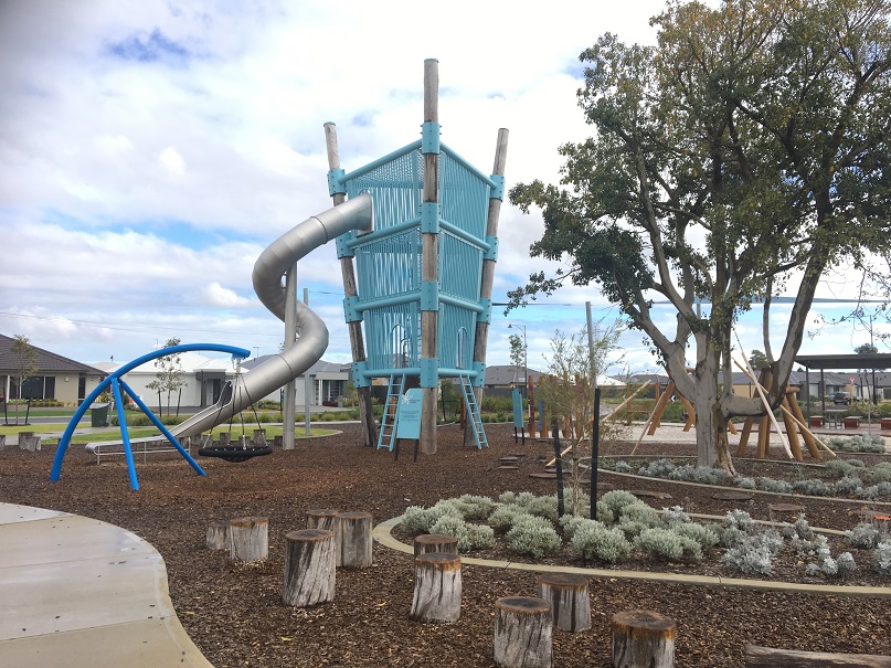 Check out this super tall suburban playground complete with massive adventure tower