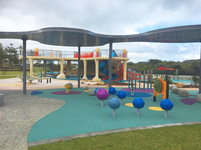 Frolic and play beneath the sea at the underwater themed Harbour Playground Secret Harbour