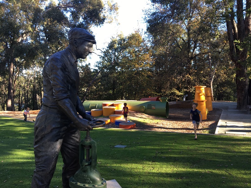 Play and picnic overlooking Mundaring Weir at the beautiful CY O'Connor Hub Playground and picnic area