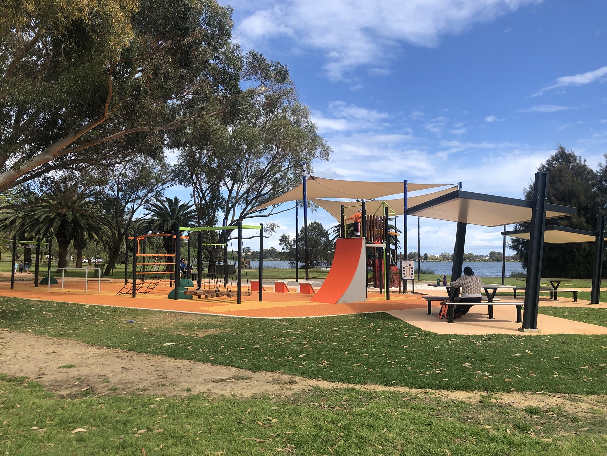Play and take on the ninja obstacle course at the Lake Monger South East Playground Wembley