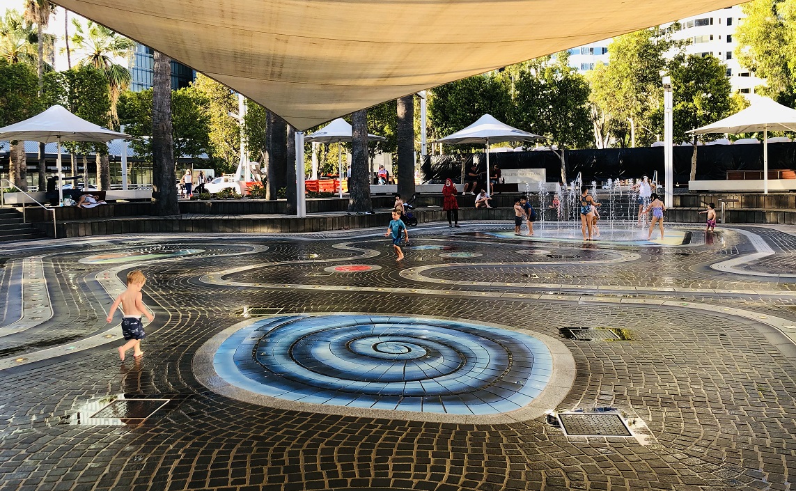 Splash all year round for free at the fun Elizabeth Quay Water Park